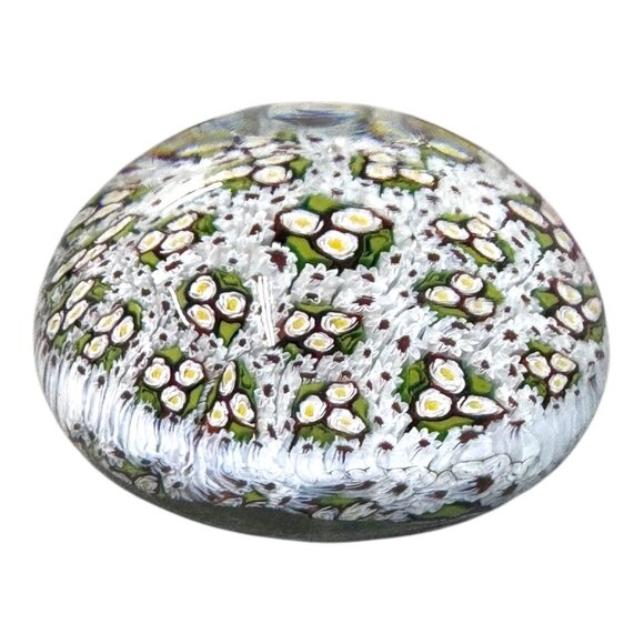Murano Millefiori Art Glass Paperweight Canes Floral Vintage Handmade Italy 4" - Picture 2 of 7